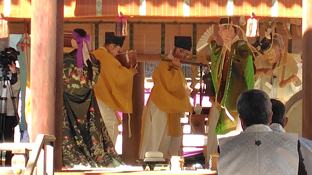 年頭に当たって、その年の五穀豊穣、天下泰平を祈る神事 御田打神事